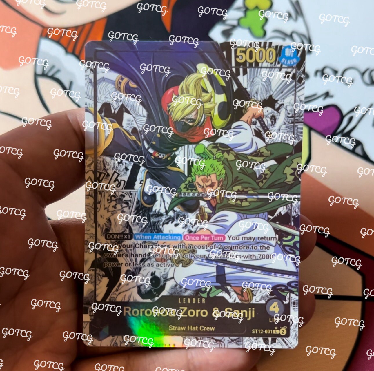Zoro Sanji Custom Leader Manga - Green Blue ST13 - Holographic