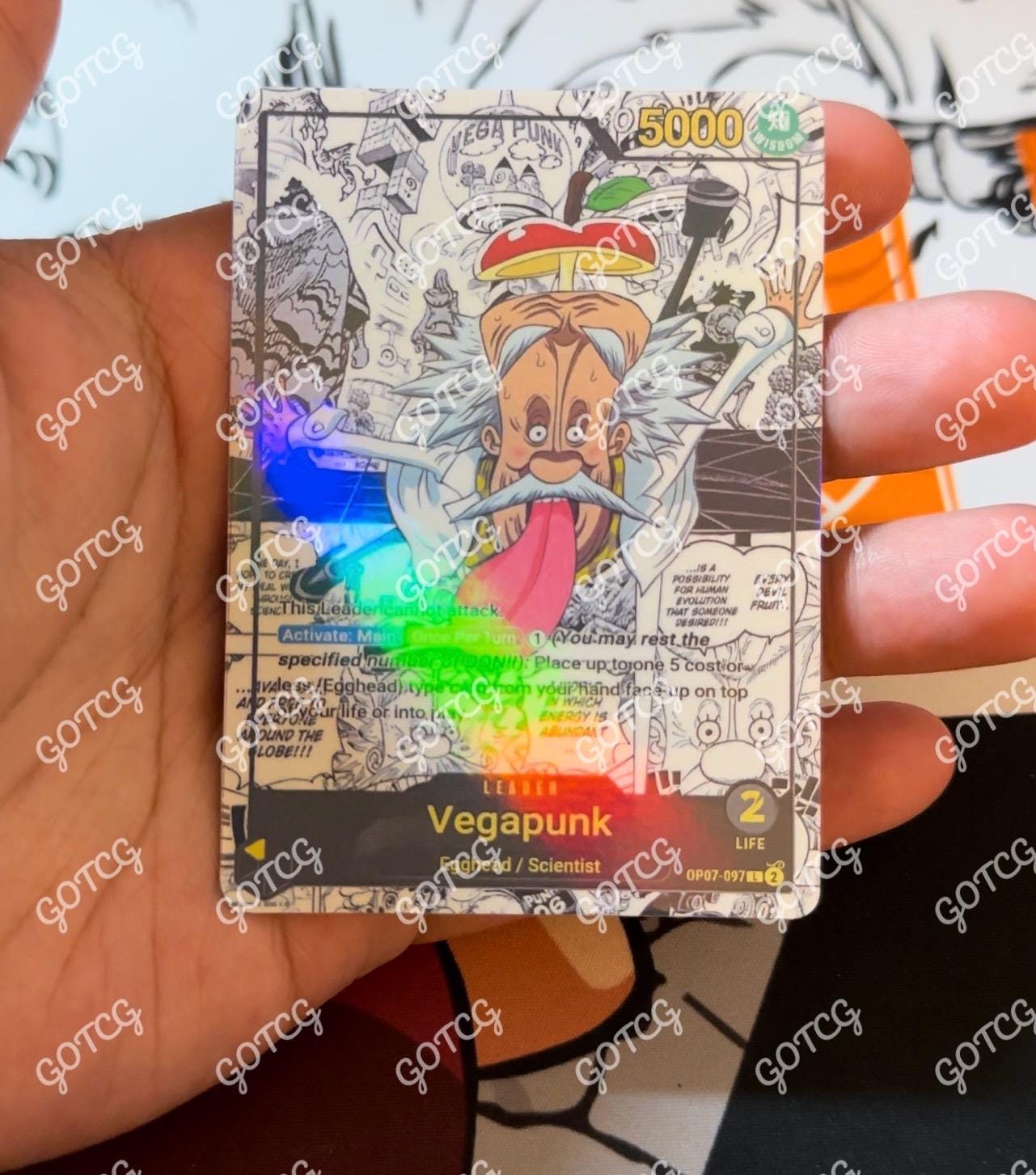 Vegapunk Custom Leader - Yellow OP07 - Holographic Handmade