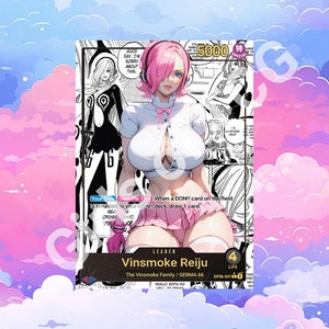 Custom Anführer Waifu Shirt - OPTCG - Blau Lila - Holographisch Handgemacht - Custom Proxy