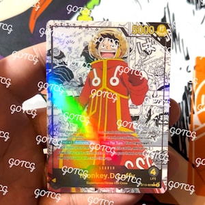 Luffy Custom Leader Manga - Noir jaune ST13 - Holographique fait main - Proxy personnalisé OPTCG