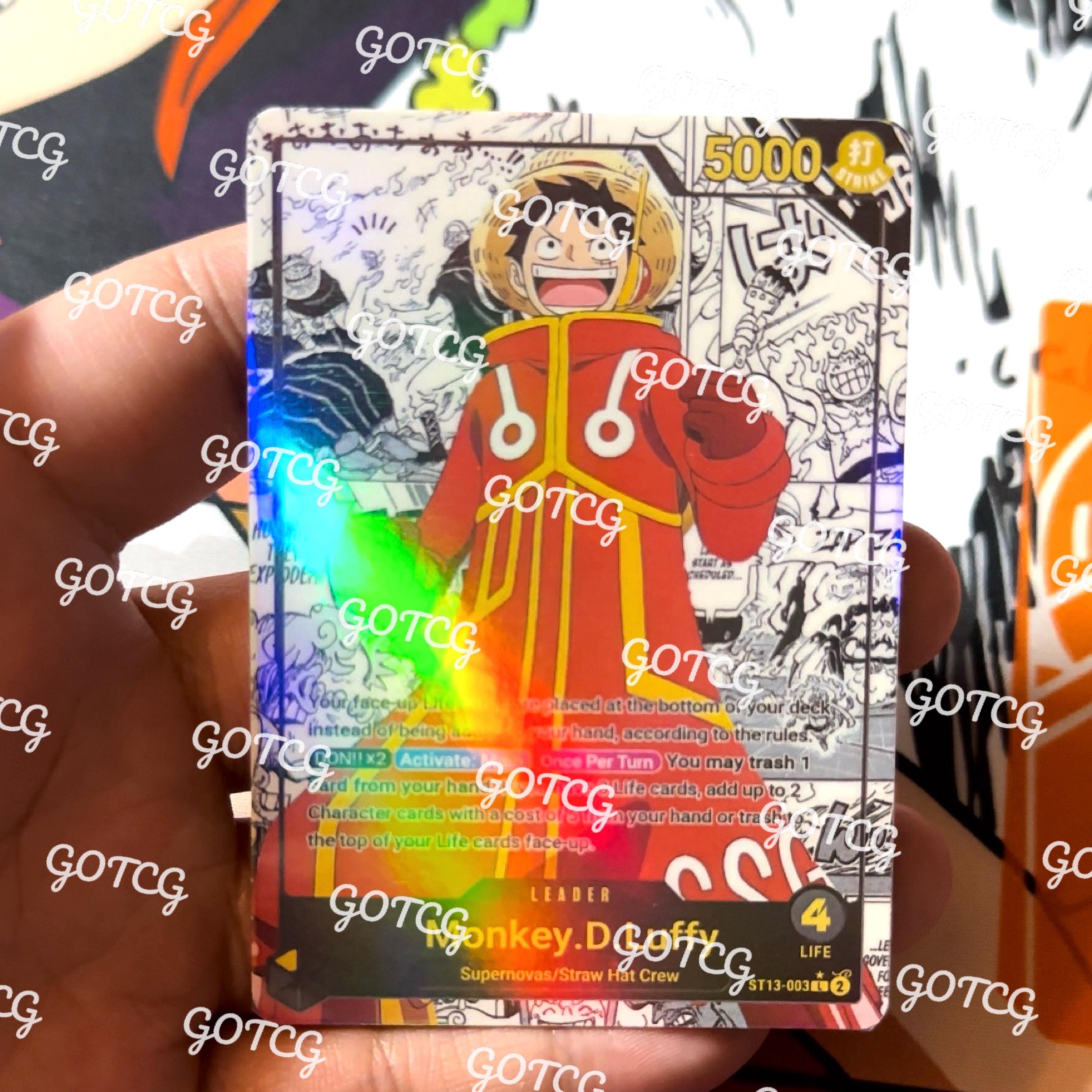 Luffy Custom Leader Manga - Black Yellow ST13 - Holographic