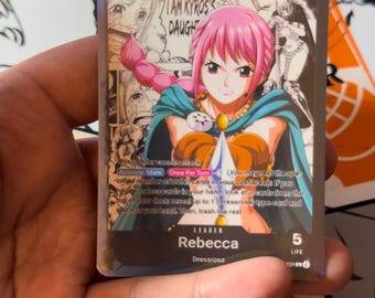 Rebecca Custom Leader Manga - Blue Black OP04 - Holographic Handmade - Custom Proxy OPTCG