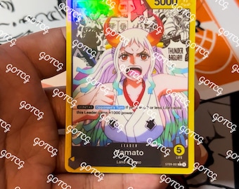 Yamato Custom Leader Manga - Amarelo ST09 - Holográfico Feito à Mão - Proxy OPTCG Personalizado