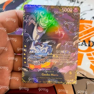 Moria Custom Anführer Manga - Schwarz OP06 - Holographisch Handgemacht - Custom Proxy OPTCG - Lila Cup