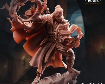 Aaron Drafthold Wandering Mage Miniature | 16K Resin Wizard Hero (D&D, Pathfinder)