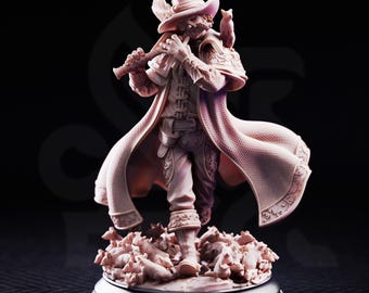 Hamelin Pansworth Pied Piper Miniature | Tales Grimm Bard Warlock Rat Swarm D&D Figure, DM Stash 32mm 75mm Unpainted Resin RPG Model