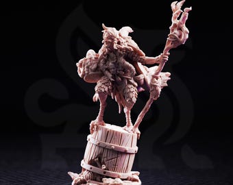 Baba Yaga Ancient Witch Miniature | Tales Grimm Hag Warlock Sorceress D&D Figure, DM Stash 32mm 75mm Unpainted Resin RPG Model