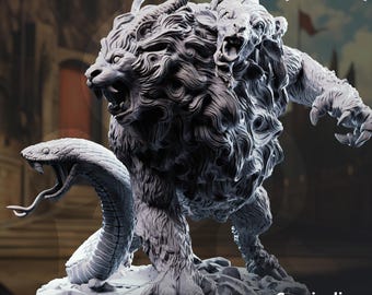 Miniature chimère Capricalion | Impression en résine 16 carats, monstre D&D Boss, bête de l'arène