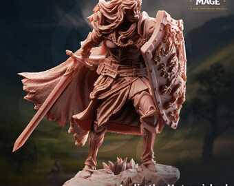 Lydia Untarnished Golden Griffin Sergeant Miniature | Paladin, Fighter, Cleric (Resin Print)