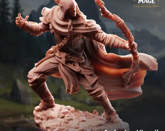 Indua'ne Viverik Drow Ranger Miniature | Dark Elf Assassin, Rogue (Resin Print)