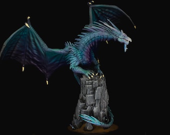 Pro Painted Silver Dragon Miniature - Gintharax | Hand Painted Adult Dragon, Custom D&D Monster, RPG Showcase Display Figure