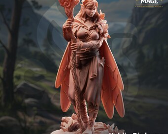 Kahlia Birdsong Druid Miniature | Wood Elf Ranger, Cleric Hero (8K Resin Print)
