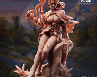Mabel Bard of Hearts Miniature | Resin Lute Player RPG Character