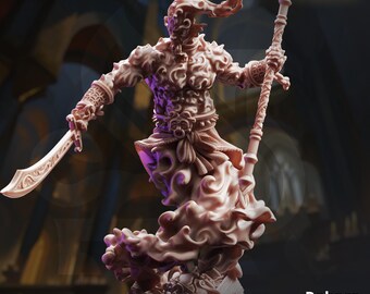 Mini bouteille Rabasa Djinni | DM Stash Génie du désert élémentaire | Miniature Pathfinder du MDN TTRPG | Grand écran de jeu de 32 mm pour peinture, 75 mm
