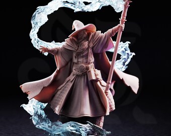 Merlin of Monmouth Elder Wizard Miniature | Tales Grimm Arcane Sorcerer D&D Figure, DM Stash 32mm 75mm Unpainted Resin RPG Display Model