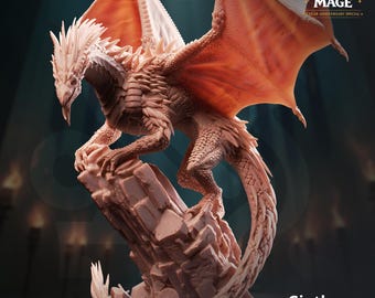 Gintharax Adult Silver Dragon Miniature | 16K Resin Gargantuan D&D Boss