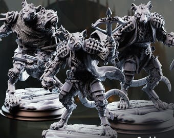 Ratfolk Warrior Squad – Scabbers, Skaven-style Vermin Grunts (16K Resin Miniatures)