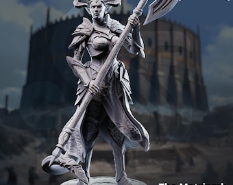 Miniature de noble matriarche tieffelin | Sorcière D&D en résine 16 carats
