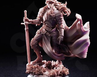 Prince Charming Noble Knight Miniature | Tales Grimm Paladin Fighter D&D Figure, DM Stash 32mm 75mm Unpainted Resin RPG Model