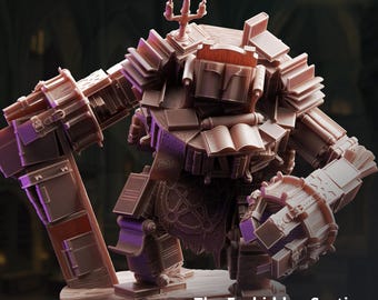 Library Golem La section interdite Mini | DM Stash Arcane University | Grand livre construit Monster DND Pathfinder TTRPG Mini 32 mm