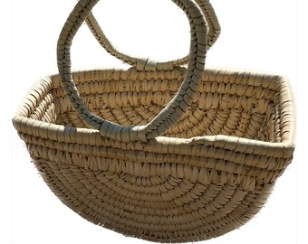 African handwoven fashion basket with a handle