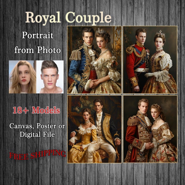 Custom Royal Couple Portrait from Picture, Renaissance Portrait, Historical Portrait, Royal Portrait Painting, Royal Couple, Gift for Couple