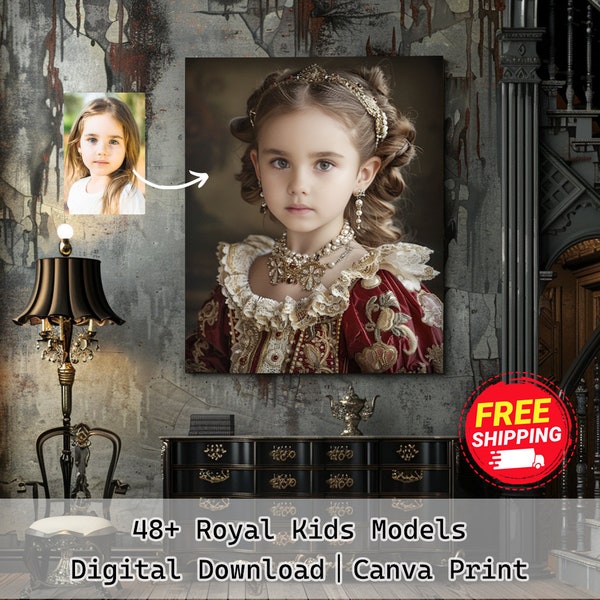 Custom Kids Royal Portrait from Photo, Renaissance Portrait, Royal Portrait, Historical Portrait for Kids, Birthday gift for boy and girl