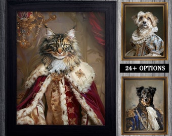 Custom Pet Portrait, Royal Pet Portrait, Funny Custom Portrait, Royal Dog Portrait, Animal Painting, Pet Lovers Gift, Pet Loss Gift