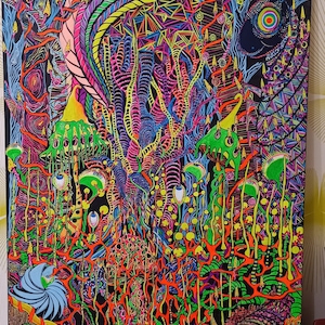 Painting fluorescent - original, surrealism, acrylic.