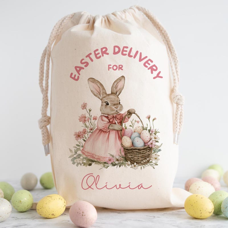 Personalisierter Ostersack, Ostereiersuche, Hasenkörbchen für Kindertasche, personalisierter Ostersack für Ostern, Ostergeschenke für Jungen und Mädchen, Hasensack