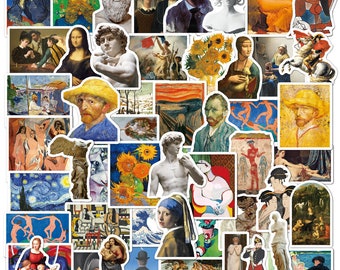 50pcs Famous Painting Stickers, Laptop Decals, Art Lover Gift