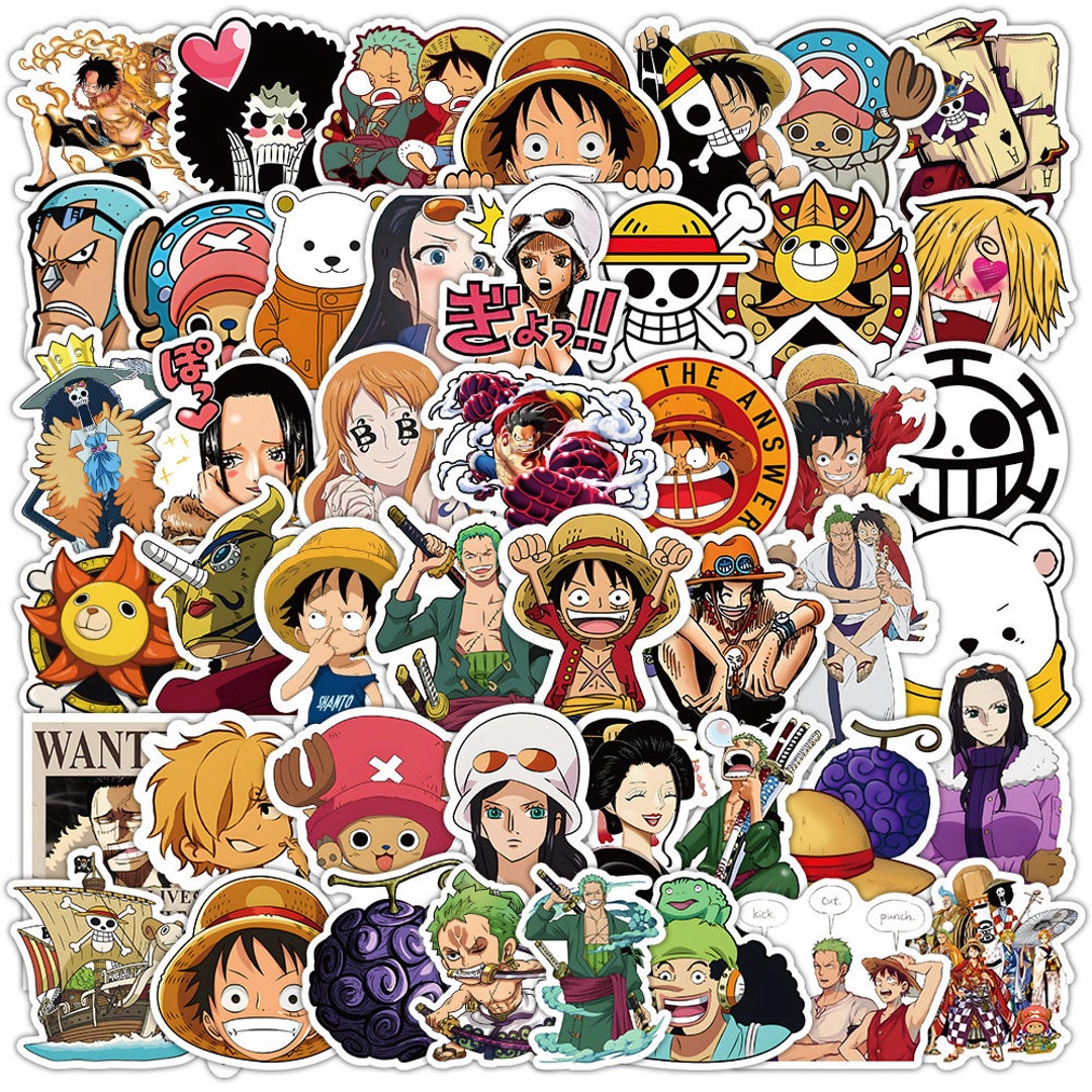50 Pcs One Piece Stickers Luggage Laptop Phone Snowboard Bicycles ...