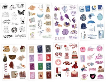 8 Sheets Taylor Swift Stickers Luggage Laptop Phone Snowboard Bicycles Motorcycles Stationery Fridge Water bottles Helmets