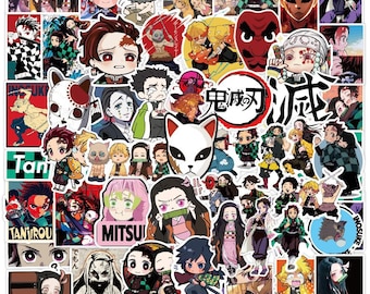 50 pcs Demon Slayer Anime Series Stickers Luggage Laptop Phone Snowboard