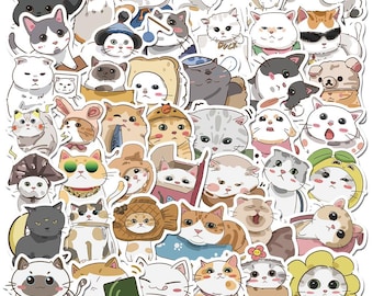 60 pcs Cute Cartoon Cat Stickers Luggage Laptop Phone Snowboard Bicycles Motorcycles Fridge Water bottles Helmets
