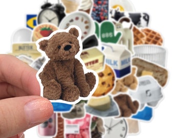 Teddy Bear & Butter Cookies Stickers, Waterproof Laptop Decals (50 pcs)