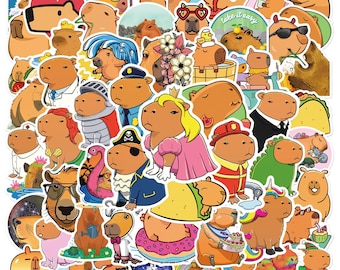 50 pcs Cute Cartoon Capybara Creative Stickers Luggage Laptop Phone Snowboard Bicycles Motorcycles Fridge Water bottles Helmets