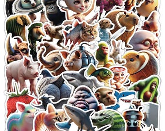 50 pcs Cute Funny Animal Creative Stickers Luggage Laptop Phone Snowboard Bicycles Motorcycles Fridge Water bottles Helmets