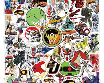 50 Gundam Stickers: Waterproof Laptop, Skateboard, and Water Bottle Decals