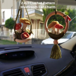 Mushroom Car Charm & Ornament Crochet Pattern | 2 in 1 Amigurumi -   PDF Digital Download