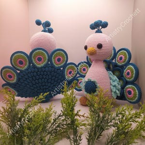 Pfau Häkelanleitung - Buntes Amigurumi Spielzeug - Sofort-Download PDF-Muster