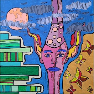 Arte de colores vivos, arte de sentimientos, pintura alienígena, diseño etéreo La vida tal como es. Pintura acrílica. Pintura abstracta, obra de arte original
