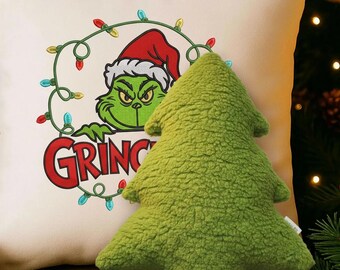 Sapin de Noël Grinch, coussin Sherpa Grinchmas, décoration de Noël Grinch