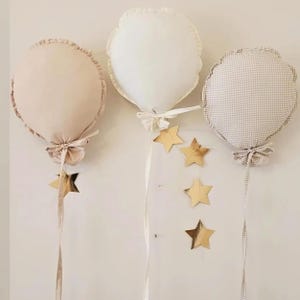Set of 3 Fabric Balloons, Handmade Wall Decor, Kids Room Wall Hanging, Playroom Decor, Baby Shower Gift