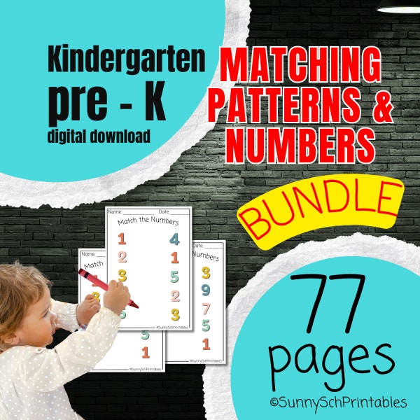 Patterns and Numbers Homeschool preK busybook montessori Activity worksheet printable with cute animals Easter Christmas theme gift for baby