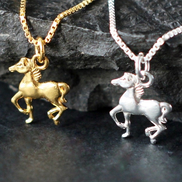 Sterling silver Horse necklace  Plated gold Horse necklace Horse Lover Gift Horse jewelry Horse chain plated gold Horse pendant horse charm