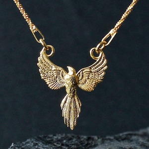 Feniksketting - 925 zilver of 24 kt verguld - Perfect cadeau voor wedergeboorte en kracht Hoogwaardige sterlingzilveren feniksketting