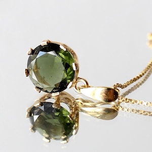 12mm stone CZECH MOLDAVITE Pendant Silver Gold Plated Moldavite jewelry- Authentic moldavite necklace real moldavite crystal necklace gift