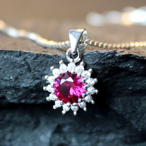 Large Ruby Sterling Silver Necklace 14 Ct Oval Lab Red