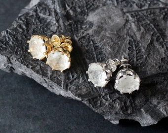 9 mm Libyan Desert Glass Faceted Stud Earrings Sterling Silver jewelry tektite Libyan Glass, genuine Impact Glass gemstone earrings